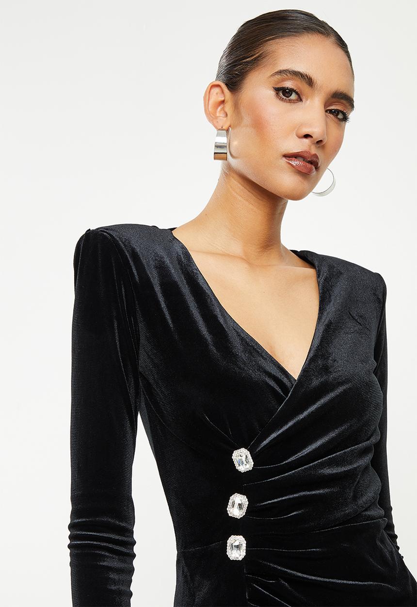 SISSY BOY - Wrap velvet maxi - jet black