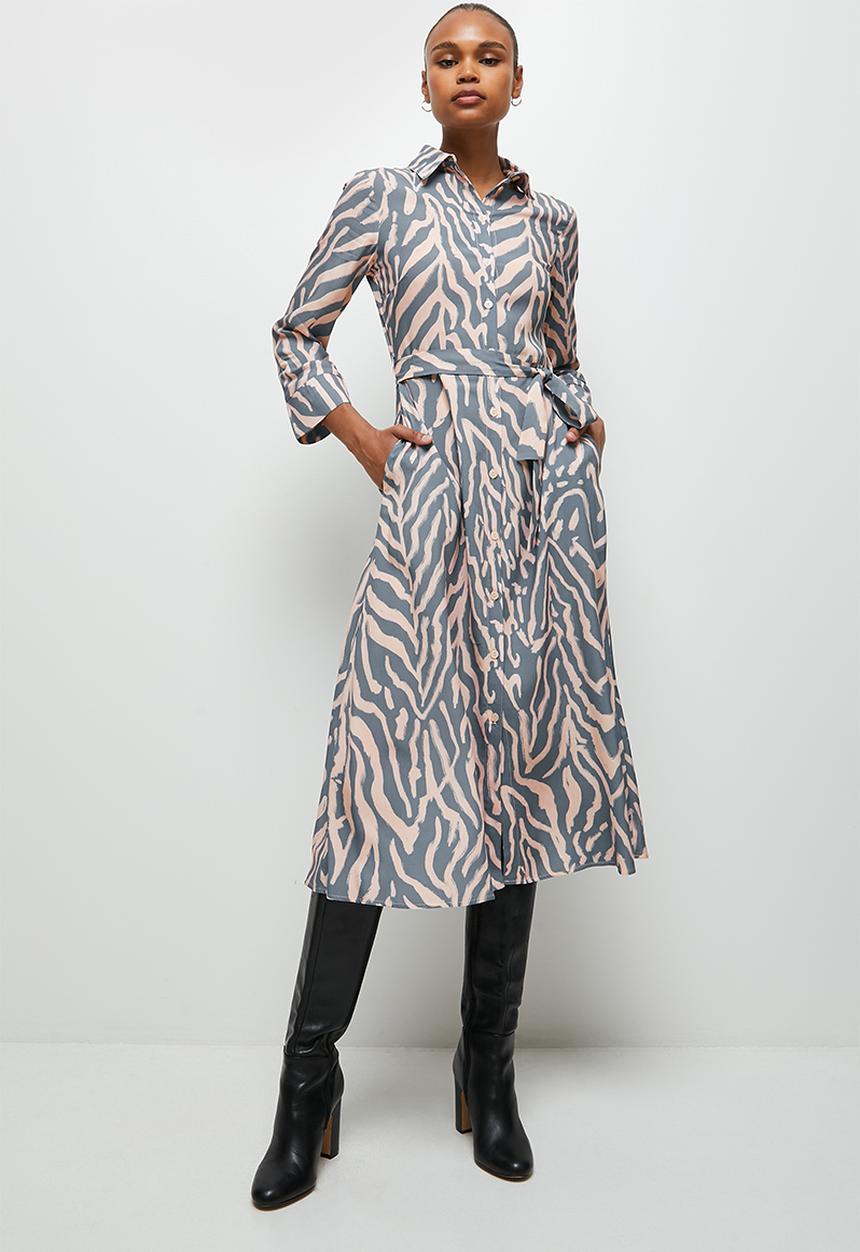 edit - A-line belted shirt dress - minimal animal
