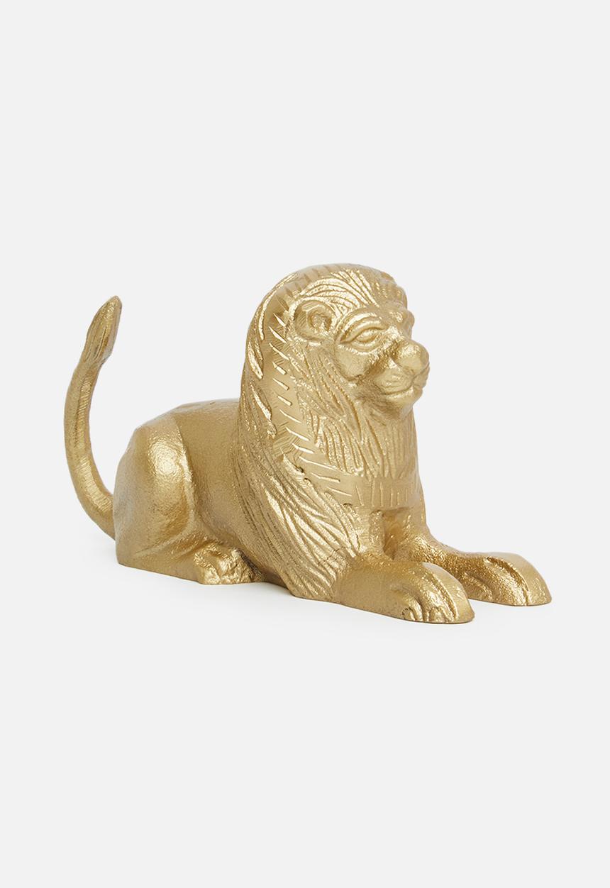 Sixth Floor - Lazy lion aluminium sculpture - gold