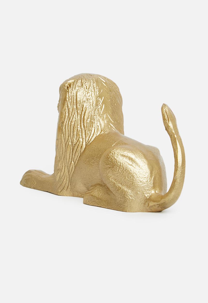 Sixth Floor - Lazy lion aluminium sculpture - gold