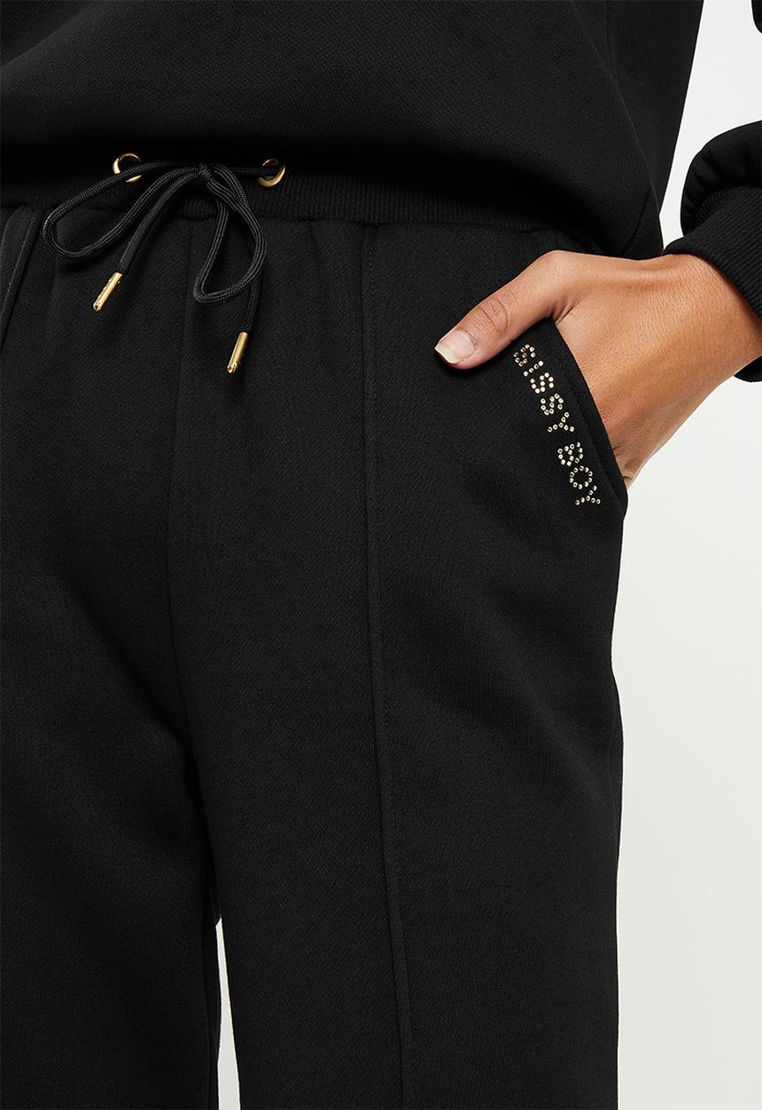 SISSY BOY - Sweatpants with drawstring waist and bling logo - black