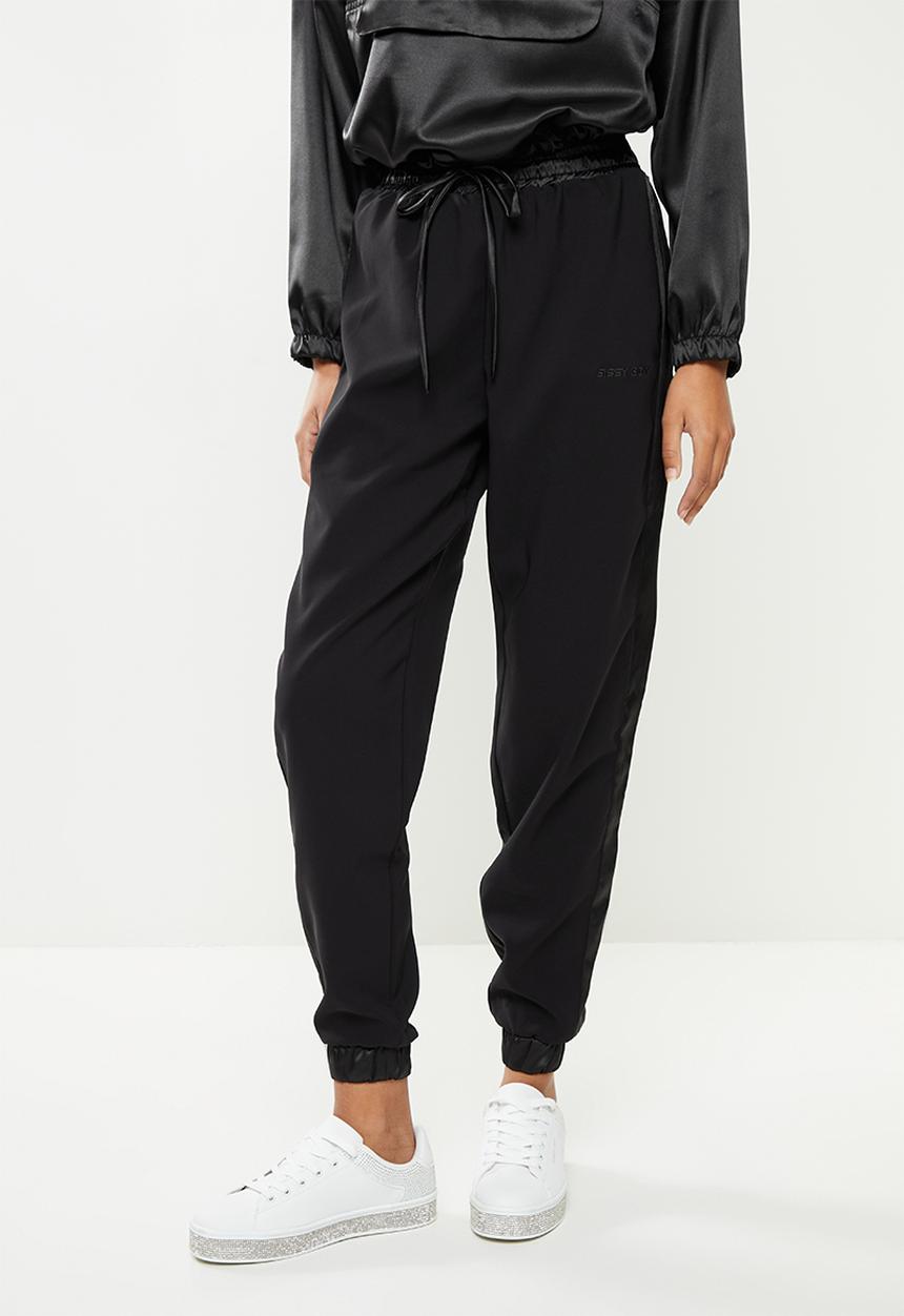SISSY BOY - Suiting tracksuit pant with satin insets - black