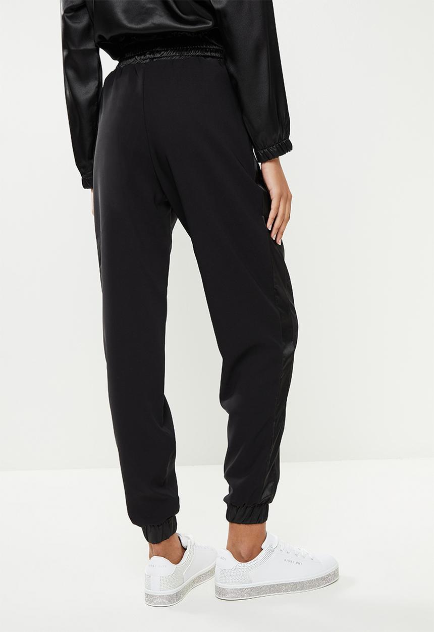 SISSY BOY - Suiting tracksuit pant with satin insets - black