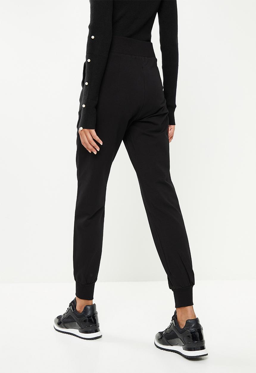 SISSY BOY - Sweatpants with centre front zip and bling logo - black