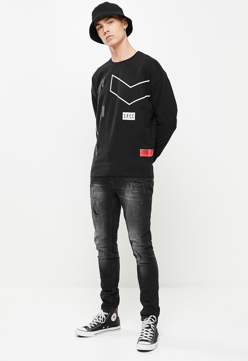 S.P.C.C - Byrne regular fit crew neck fashion crew sweat - black