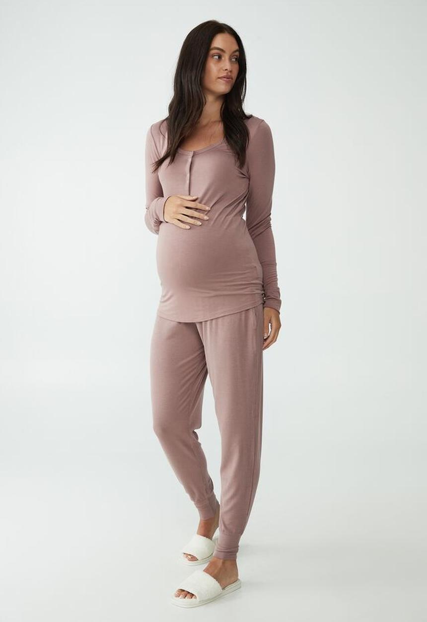 Cotton On - Sleep recovery maternity pant - woodrose 