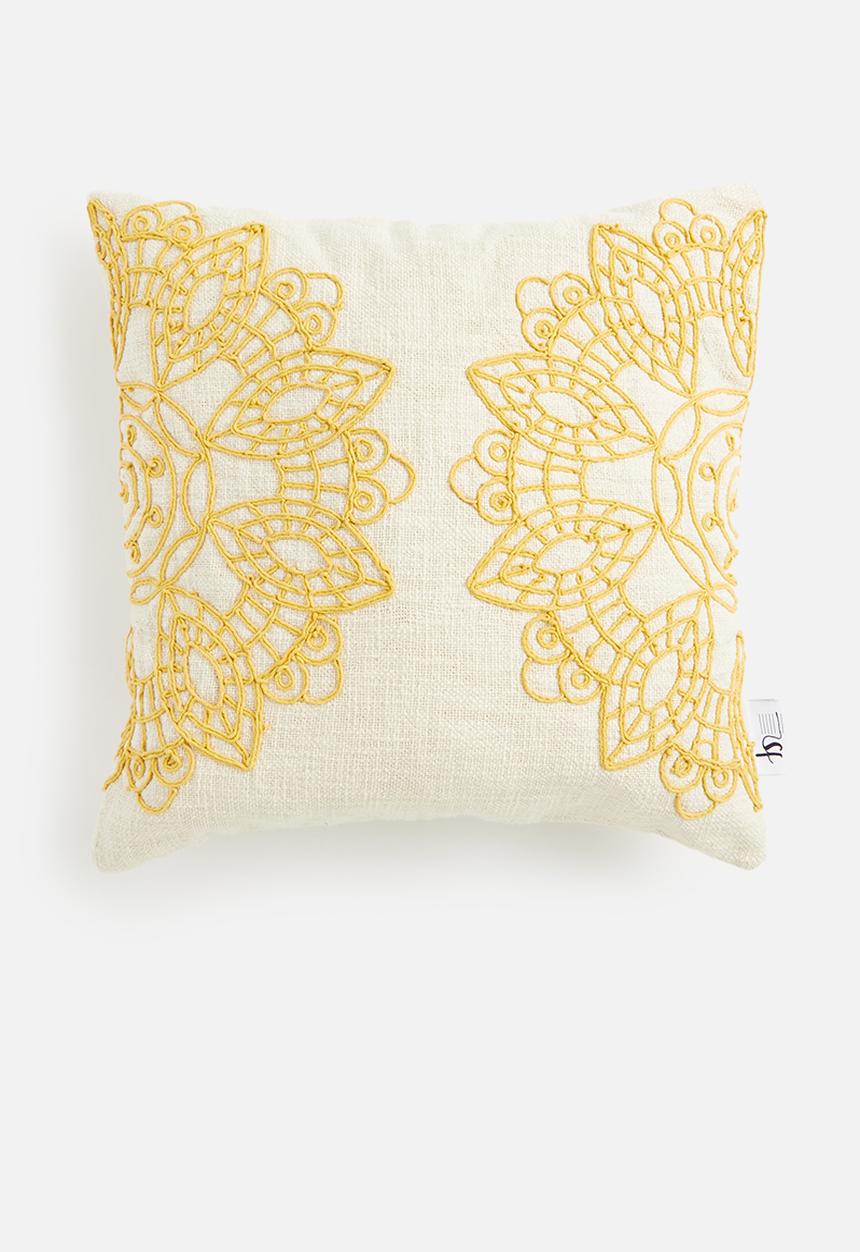 Sixth Floor - Doily cushion cover - mustard & natural