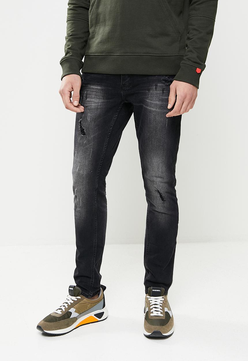 S.P.C.C - Oil spill trench fit jeans - black
