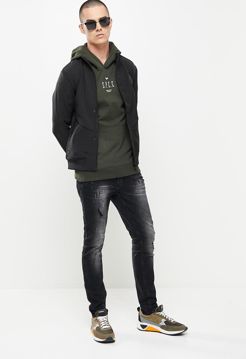 S.P.C.C - Oil spill trench fit jeans - black