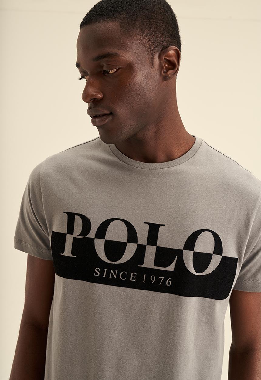POLO - Soft Flock Logo short sleeve Tee - Charcoal