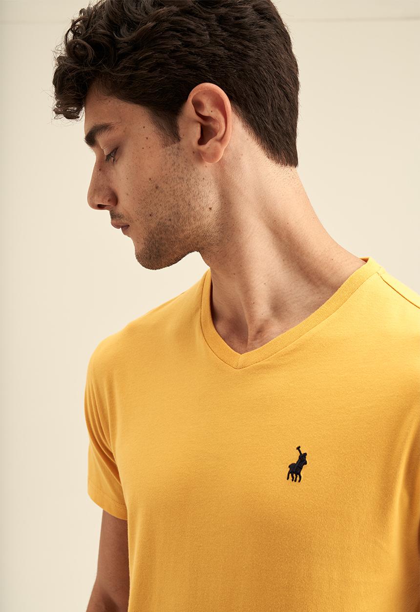 POLO - V-Neck  short sleeve Tee - Yellow