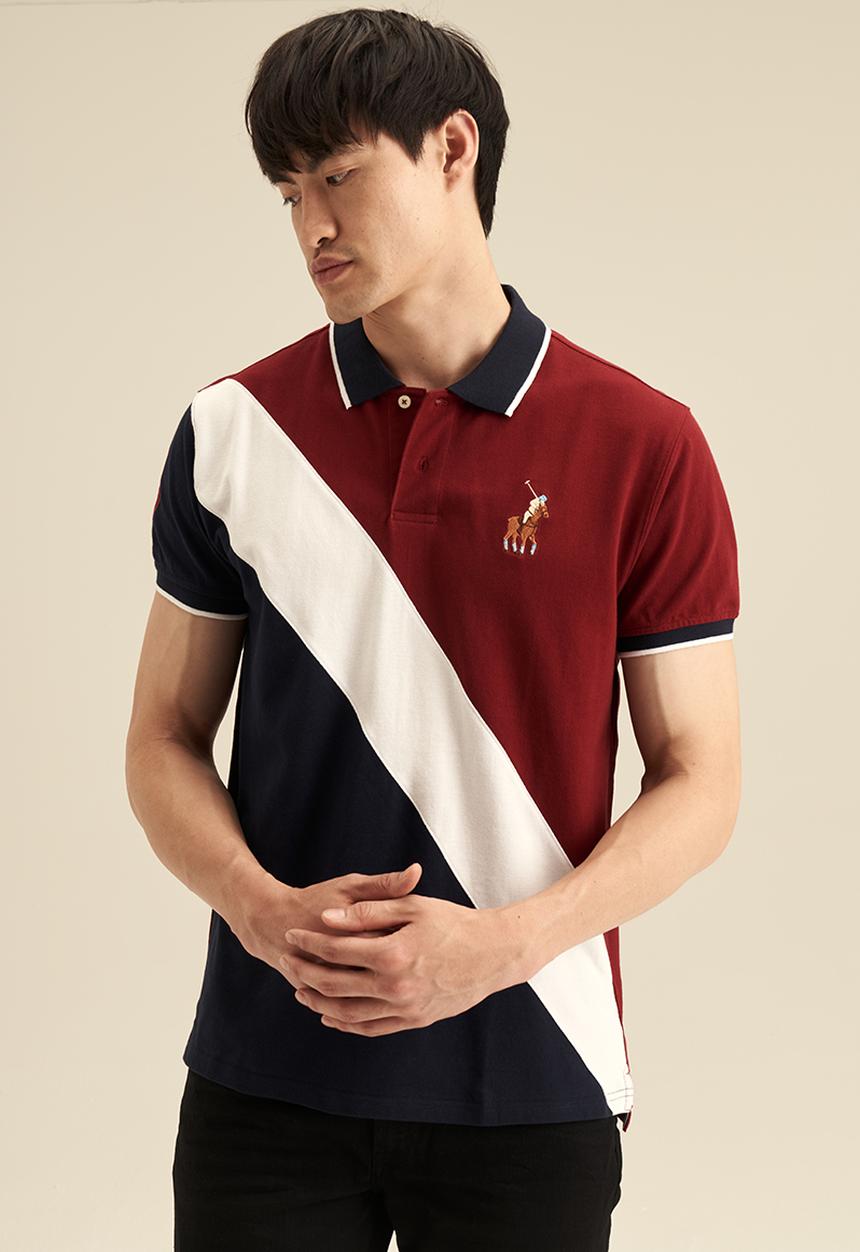 POLO - Angle colour block rugby golfer - burgundy 