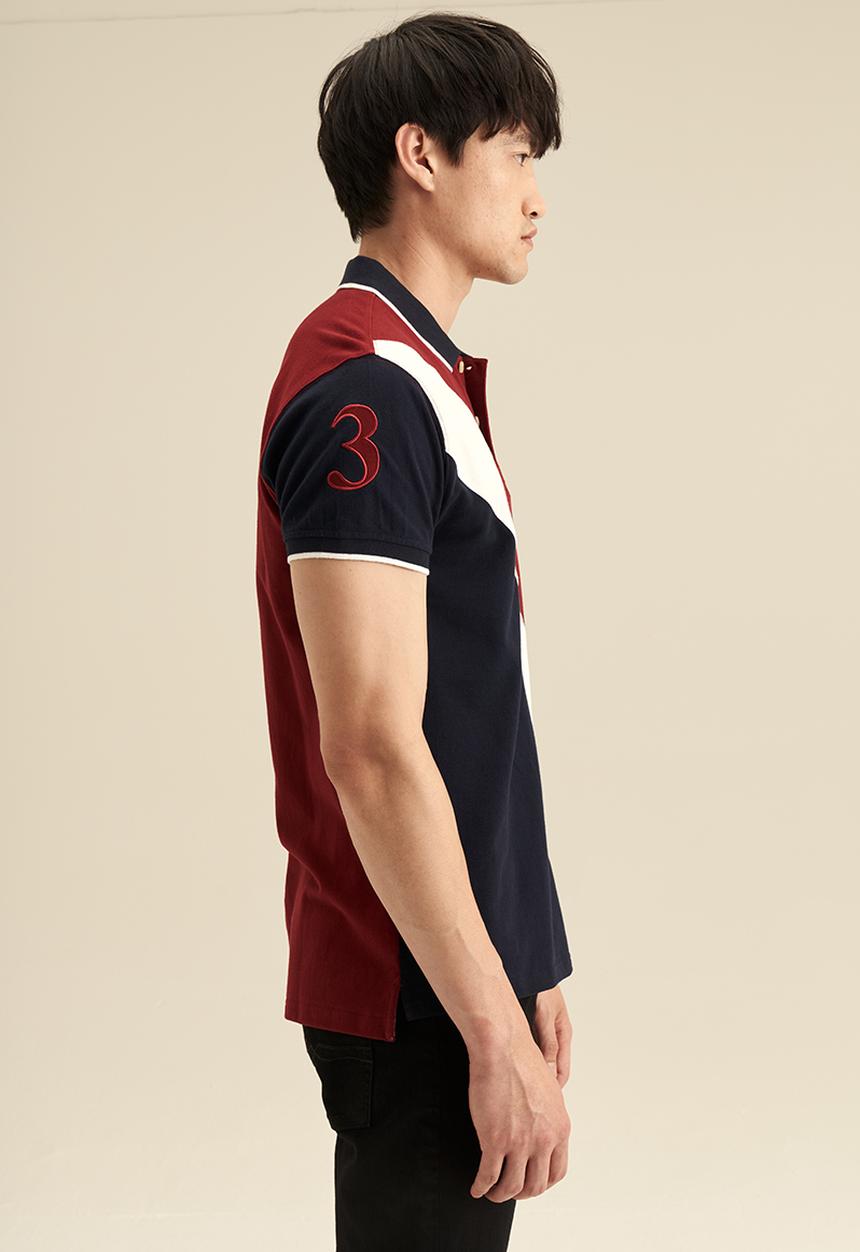POLO - Angle colour block rugby golfer - burgundy 