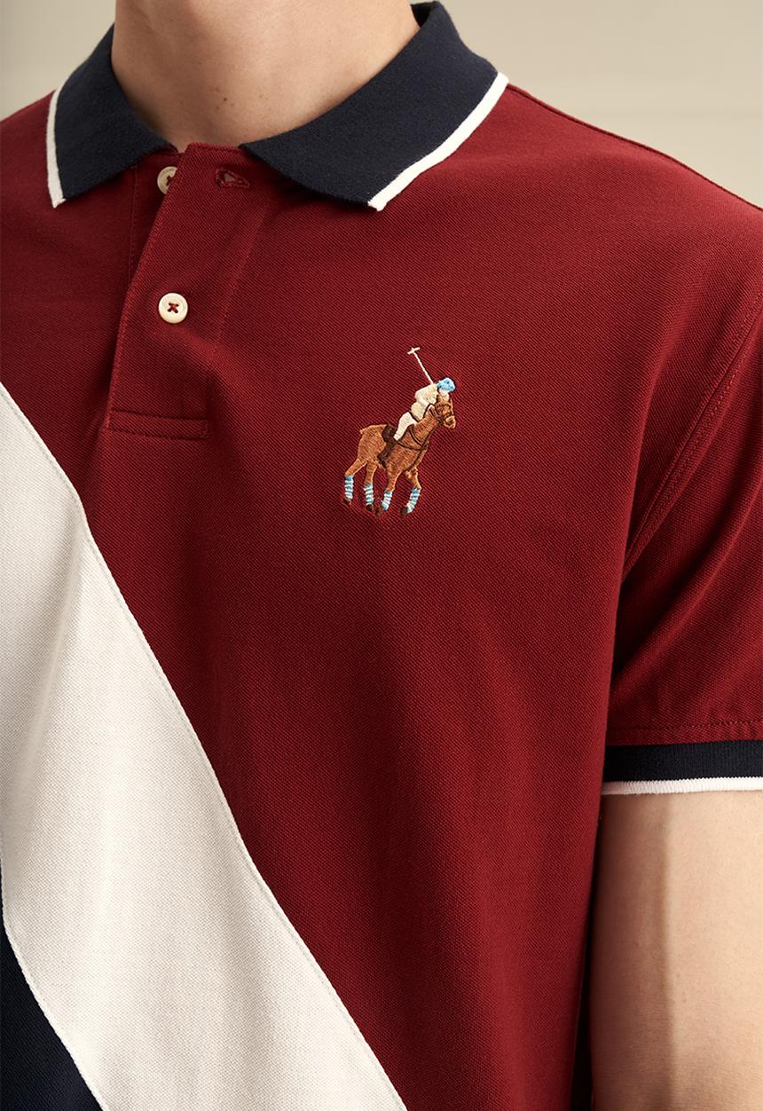 POLO - Angle colour block rugby golfer - burgundy 