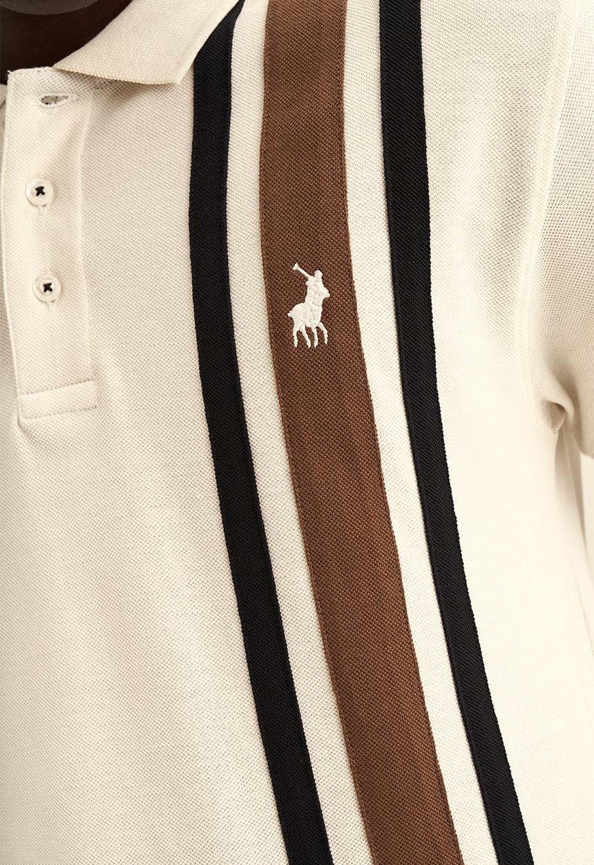 POLO - Vert Panel Stripe SS Golfer - White