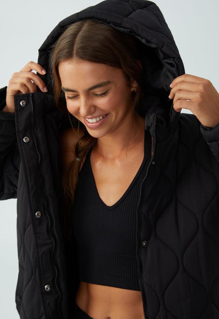 Cotton On - The recycled mother longline puffer - black