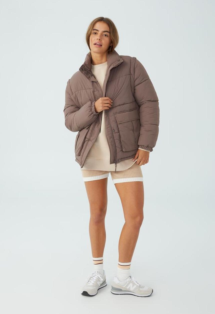 Cotton On - The recycled mother two way puffer jacket - brownie