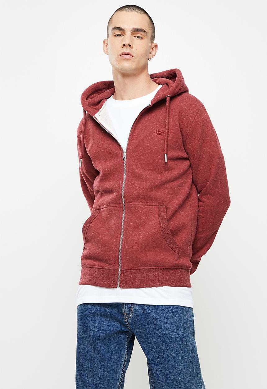 Superdry. - Vintage logo emb zip hood bb no - rhubarb marl