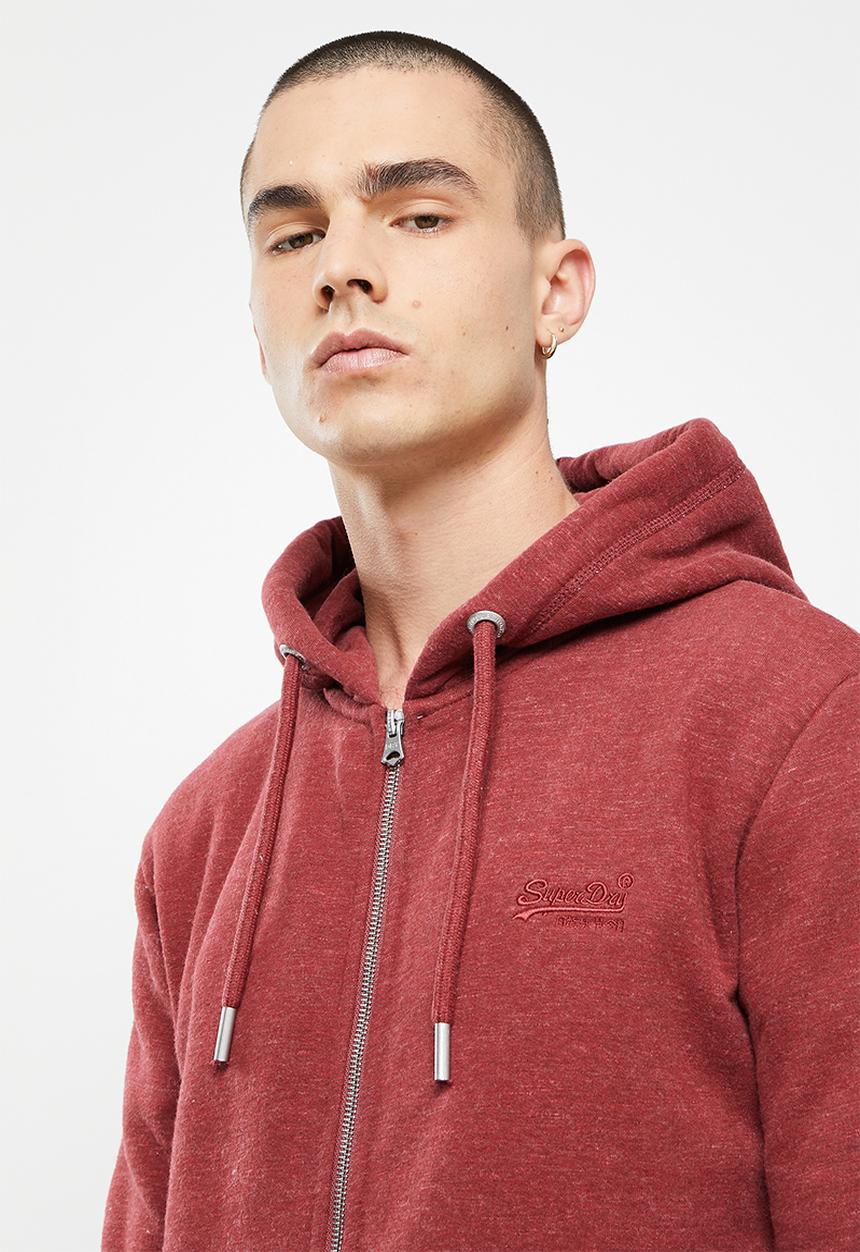 Superdry. - Vintage logo emb zip hood bb no - rhubarb marl