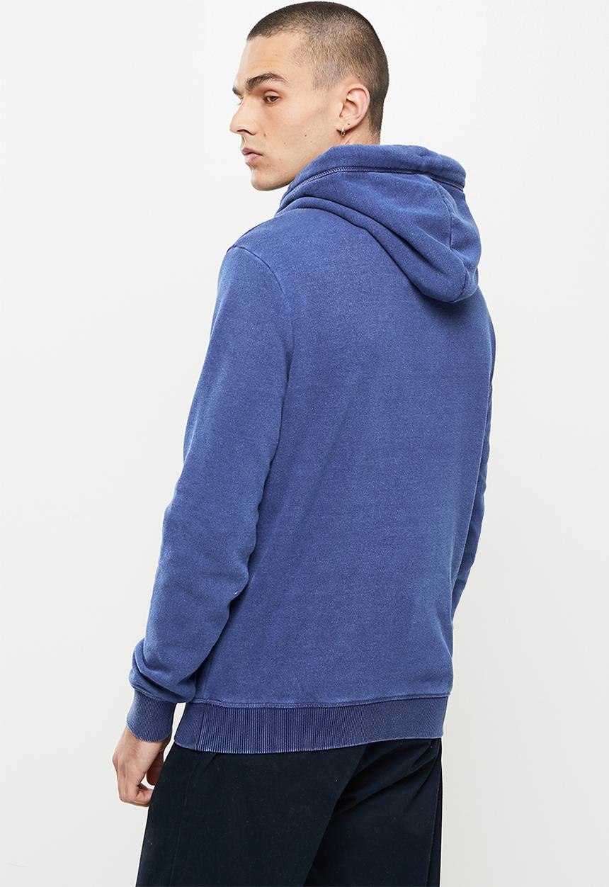 Superdry. - Vintage logo emb hood - mid indigo