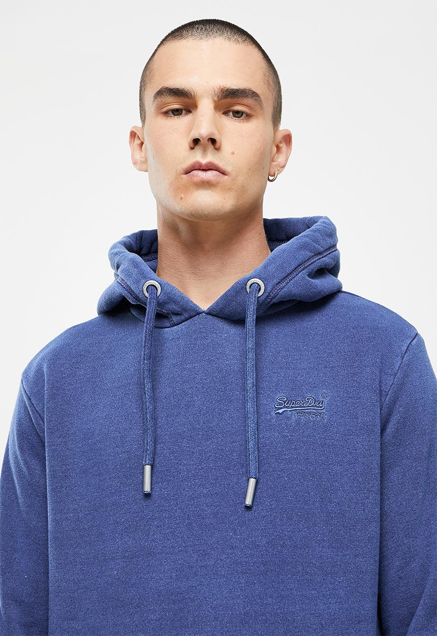 Superdry. - Vintage logo emb hood - mid indigo