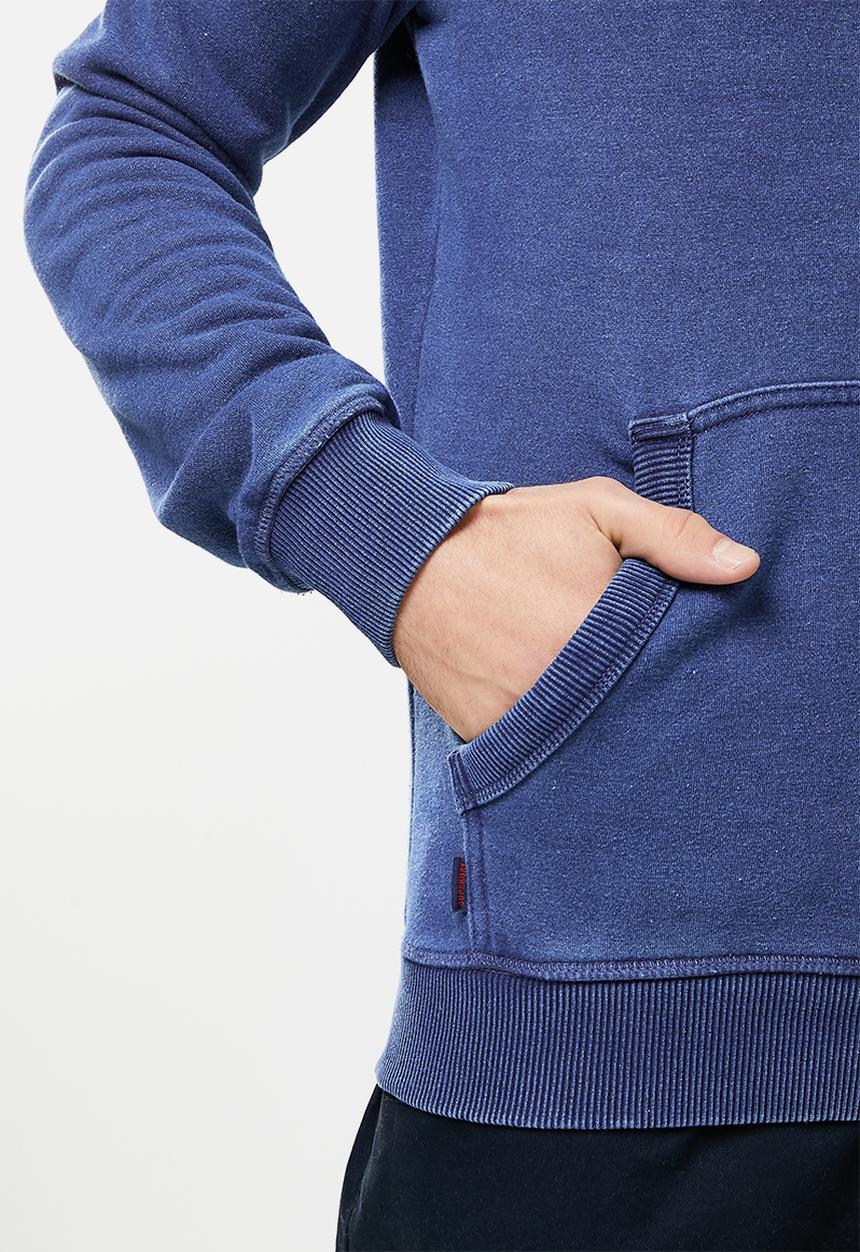 Superdry. - Vintage logo emb hood - mid indigo