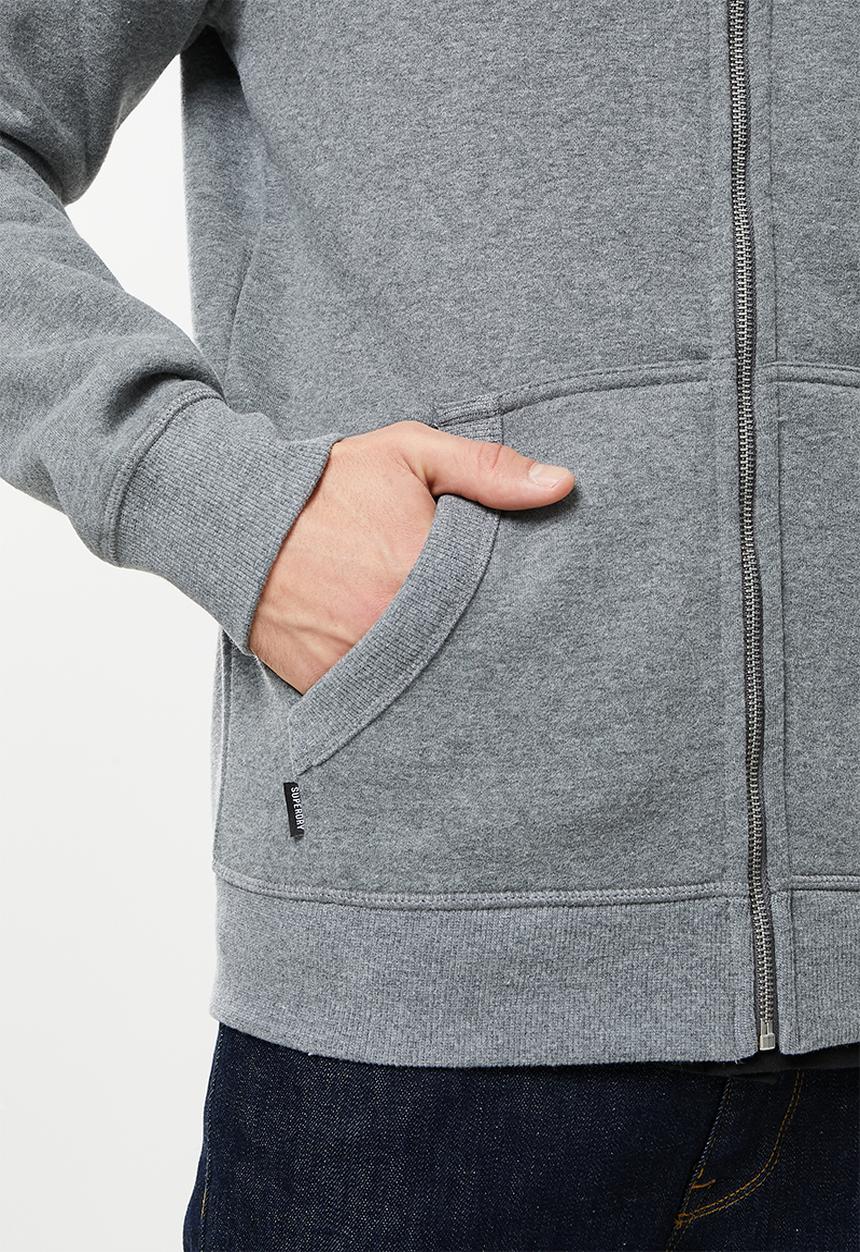 Superdry. - Vintage logo emb ziphood bb no - rich charcoal marl