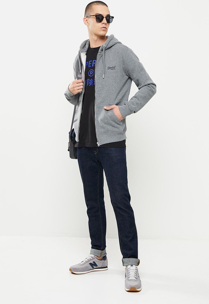 Superdry. - Vintage logo emb ziphood bb no - rich charcoal marl