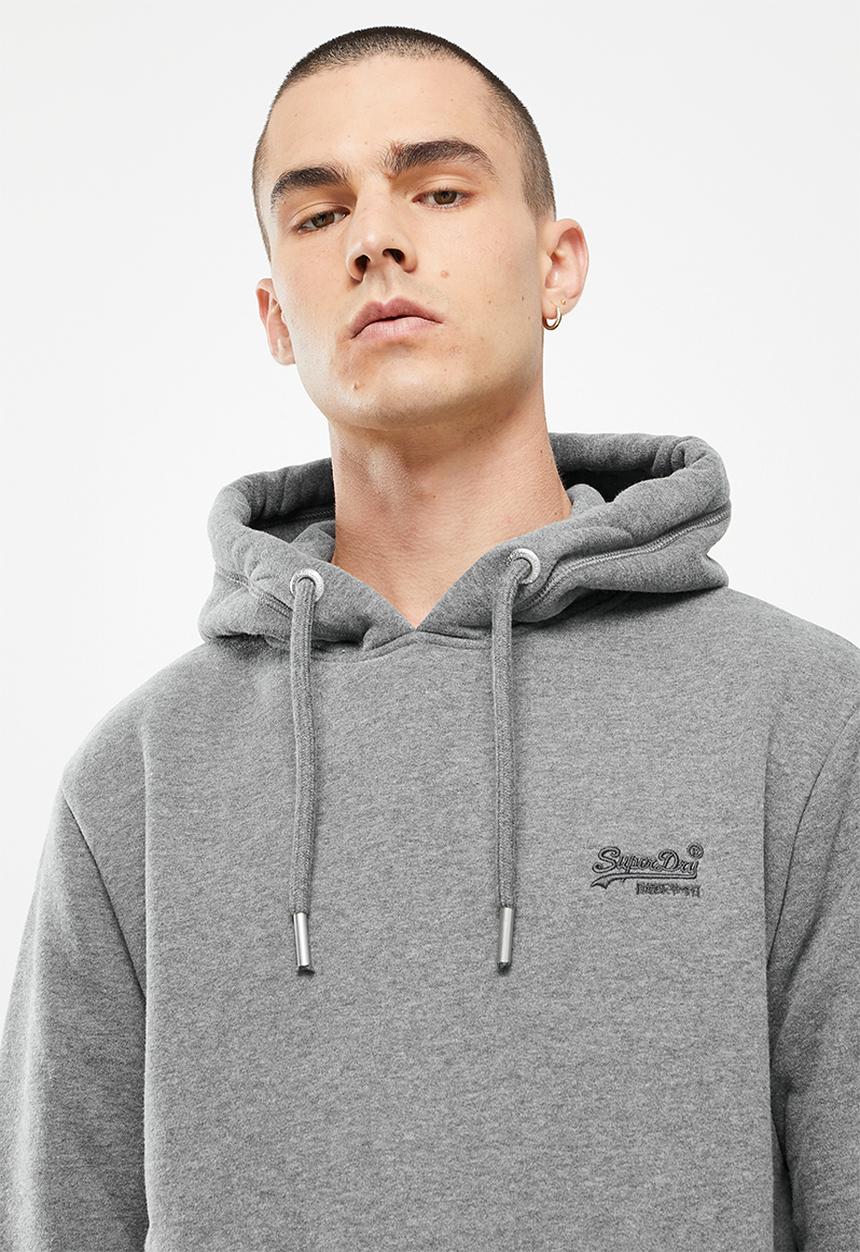 Superdry. - Vintage logo emb hood - rich charcoal marl