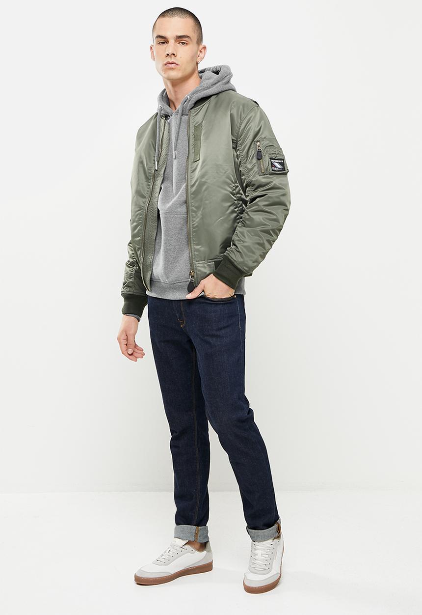 Superdry. - Vintage logo emb hood - rich charcoal marl