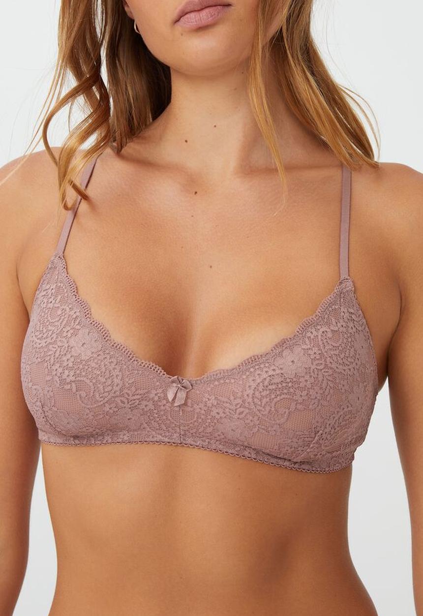 Cotton On - Ultimate comfort lace triangle bralette - soft mauve