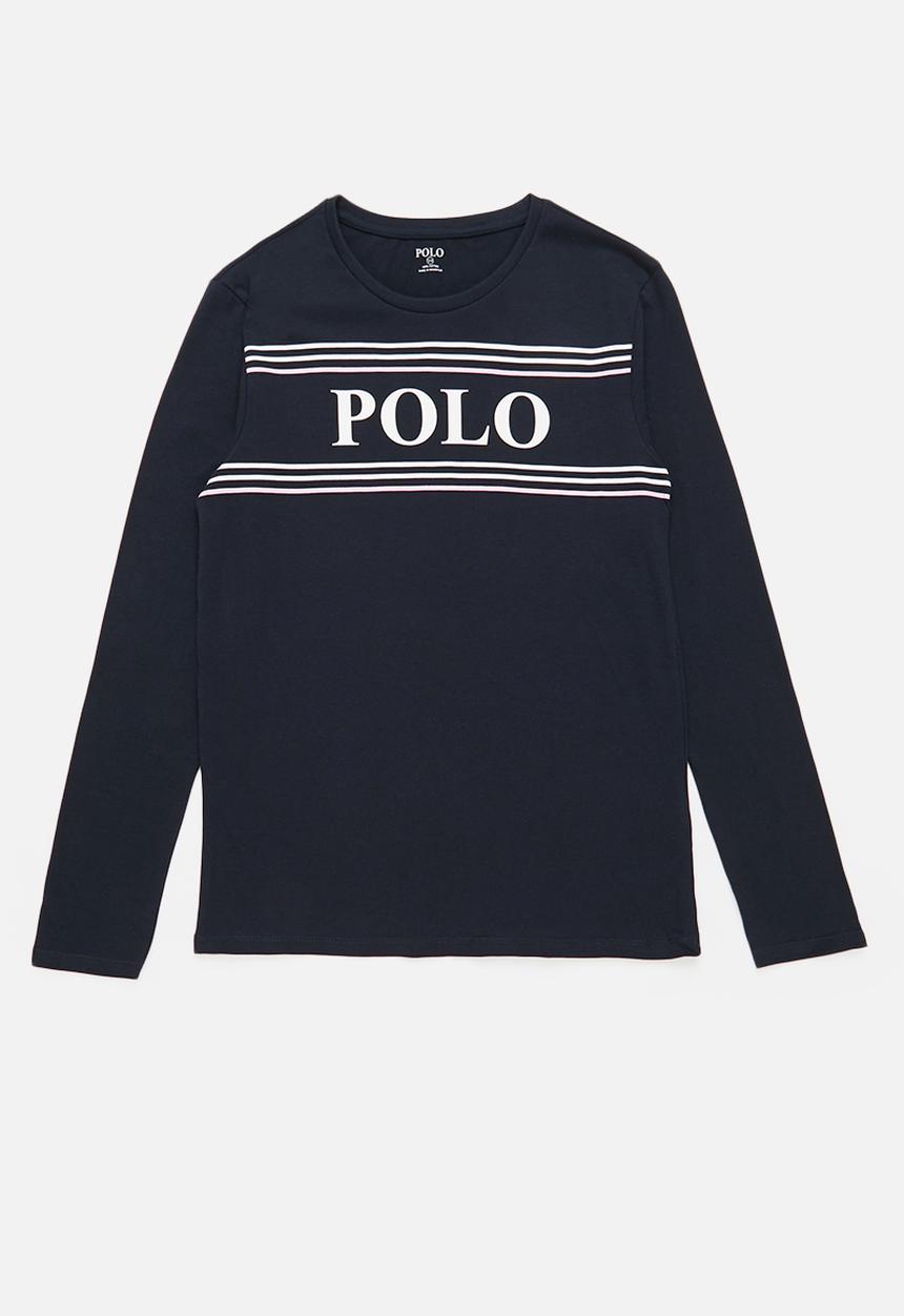 POLO - Girls long sleeve printed tee - navy