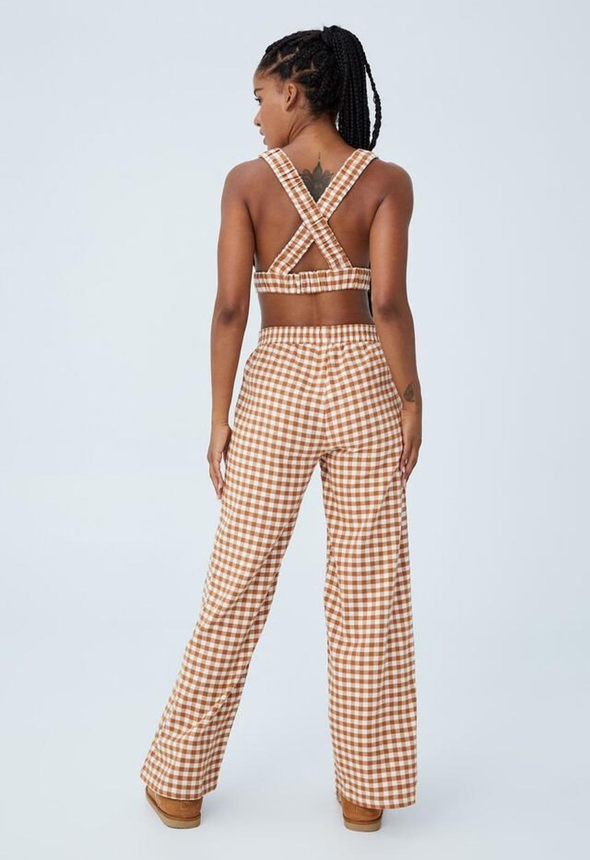 Cotton On - Wide leg flannel bed pant - glazed ginger gingham