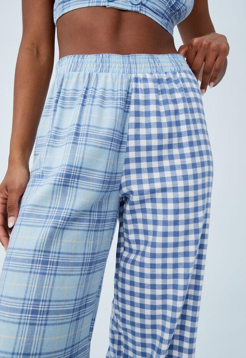 Cotton On - Wide leg flannel bed pant - infinity spliced check