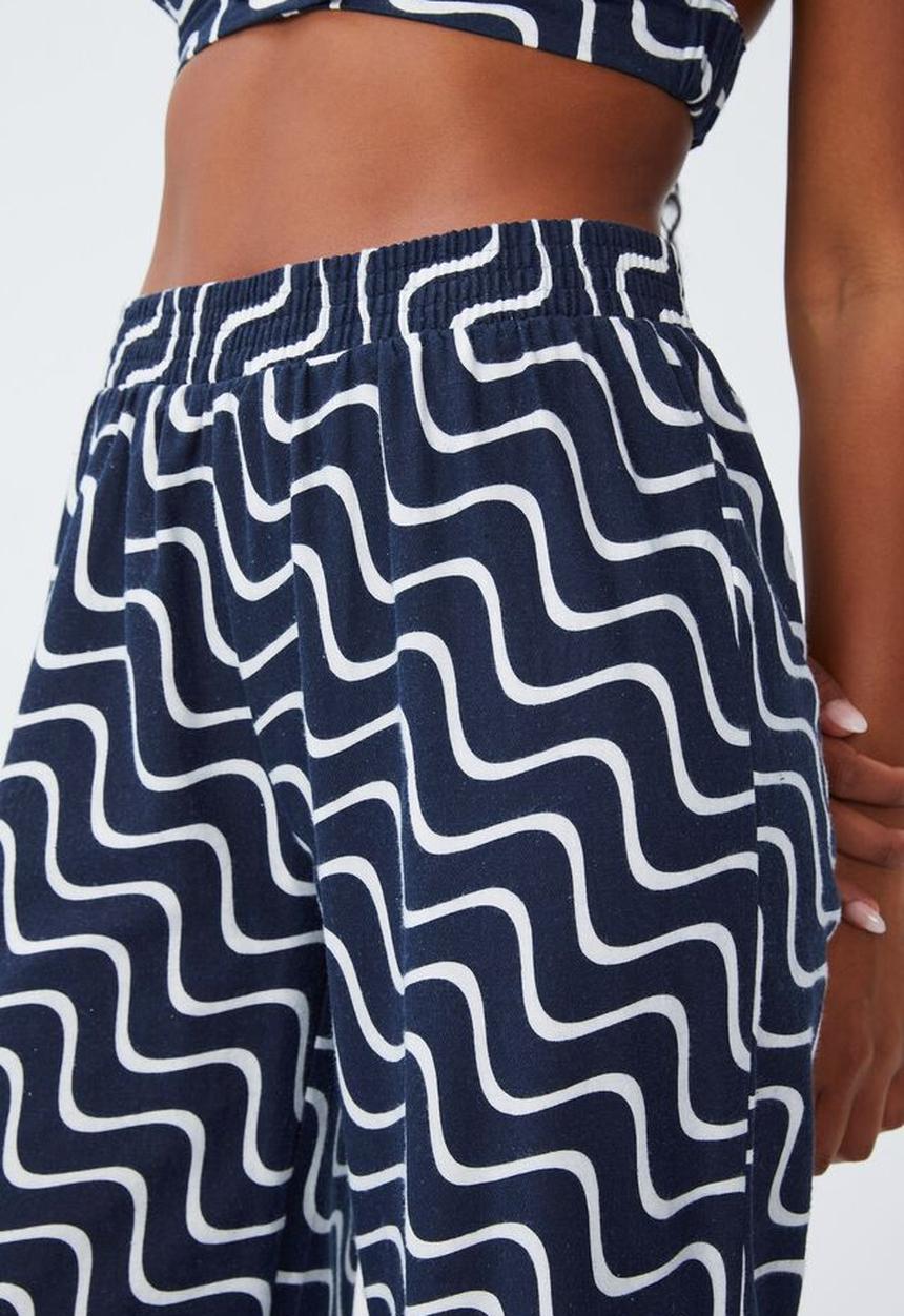 Cotton On - Wide leg flannel bed pant - total eclipse wave