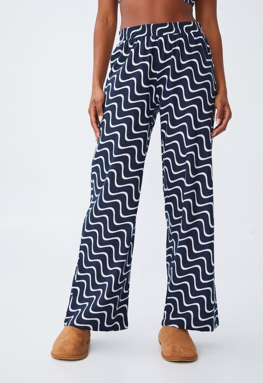 Cotton On - Wide leg flannel bed pant - total eclipse wave