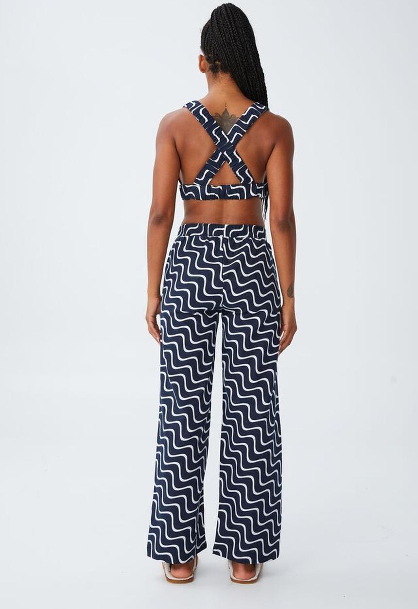 Cotton On - Wide leg flannel bed pant - total eclipse wave