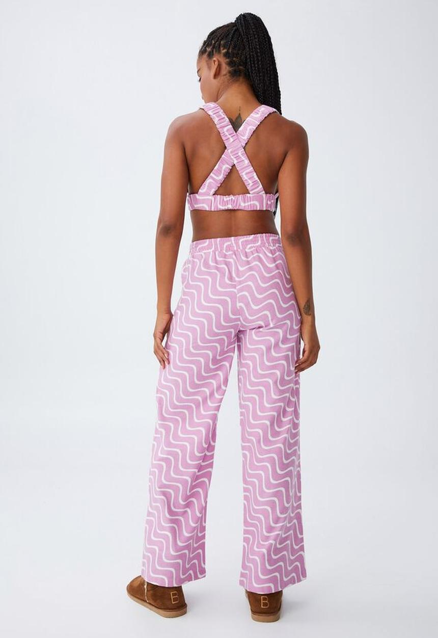 Cotton On - Wide leg flannel bed pant - violet tulle wave