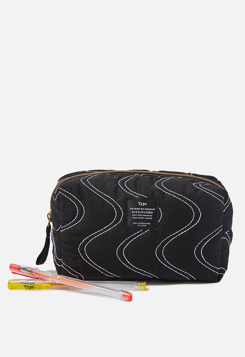 Typo - Florence pencil case - quilted black contrast stitch