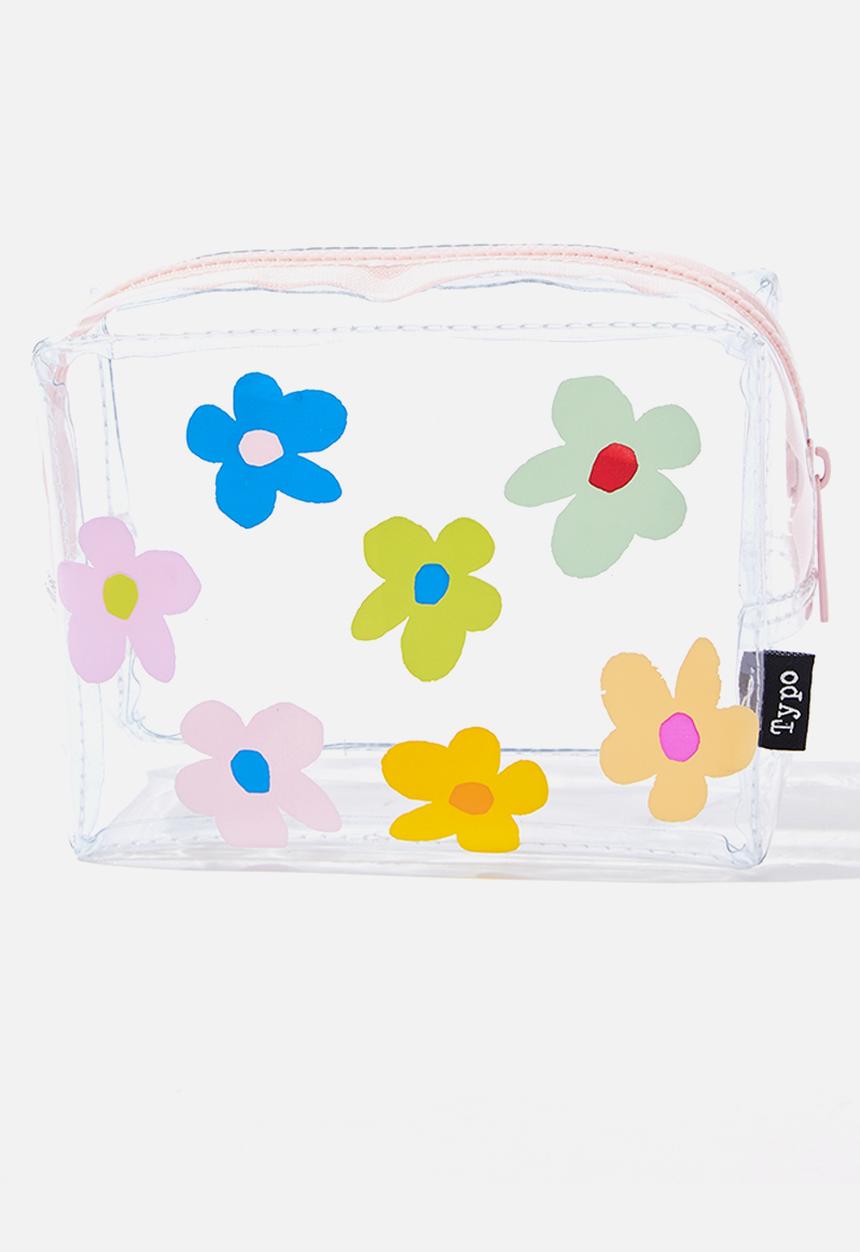 Typo - Niki clear pencil case - clear daisies