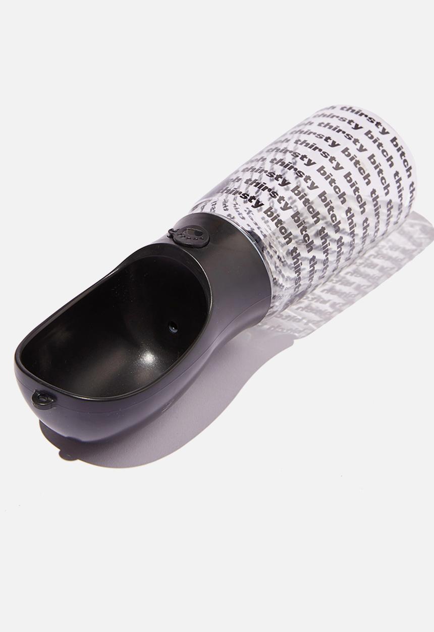 Typo - Pet club dog drink bottle - black thirsty bitch!