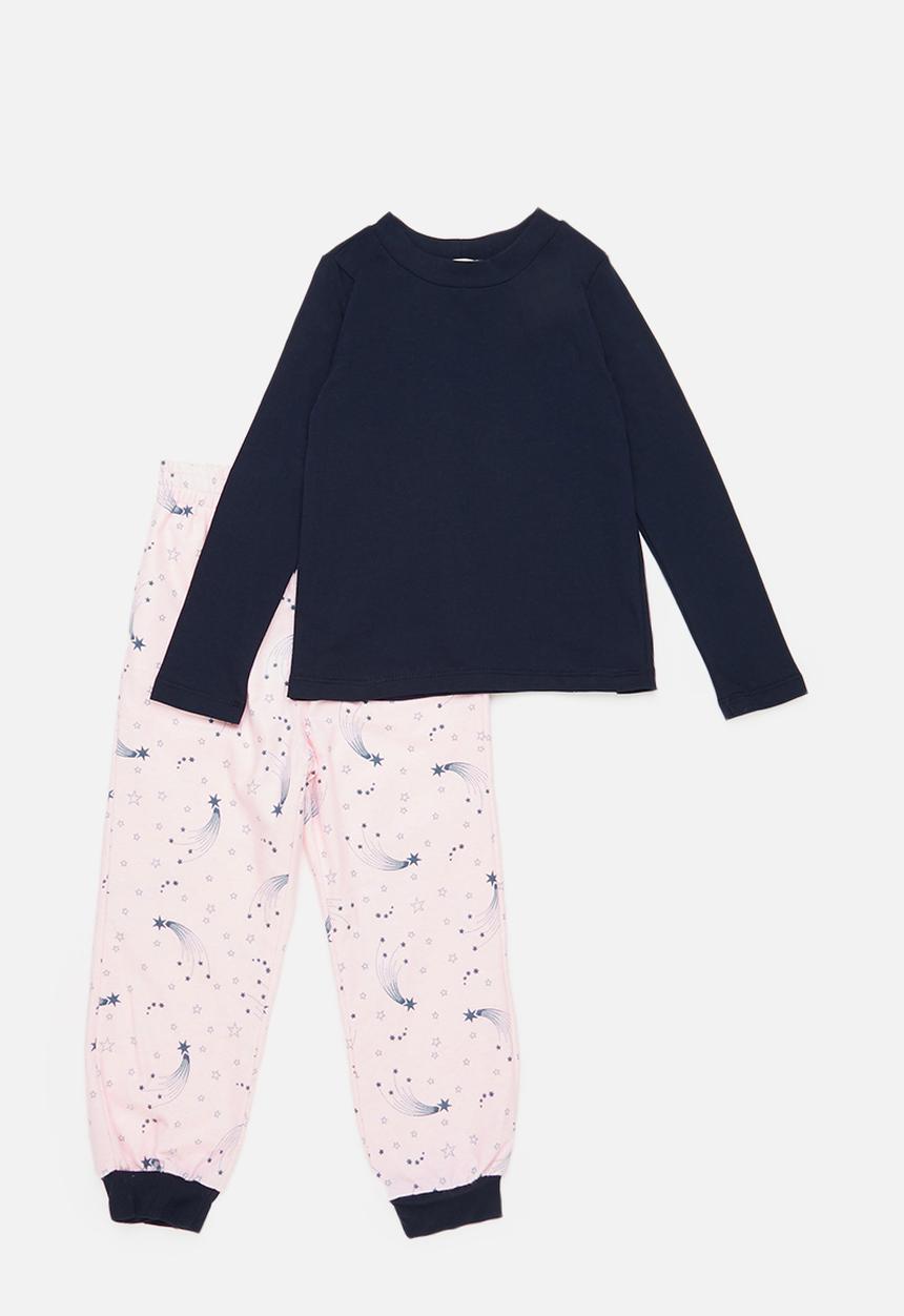 Superbalist Kids - Flannel pj set - pink & navy 