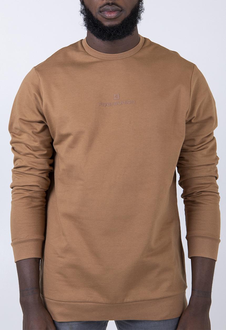 Flyersunion - Fashion crew neck fleece sweater - tan