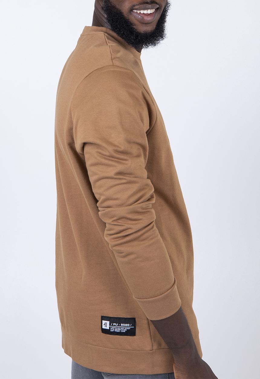 Flyersunion - Fashion crew neck fleece sweater - tan