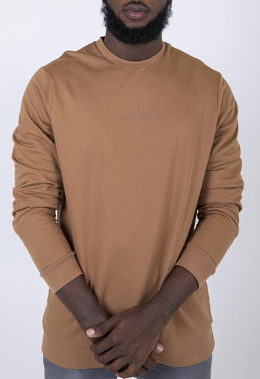 Flyersunion - Fashion crew neck fleece sweater - tan
