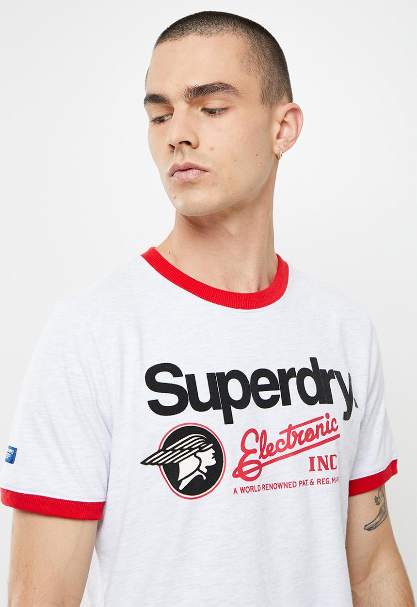 Superdry. - Cl ac ringer tee - glacier grey