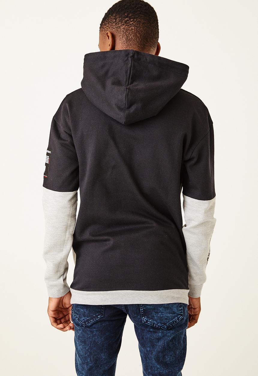 Flyersunion - Contrast panel hoodie - black & orange