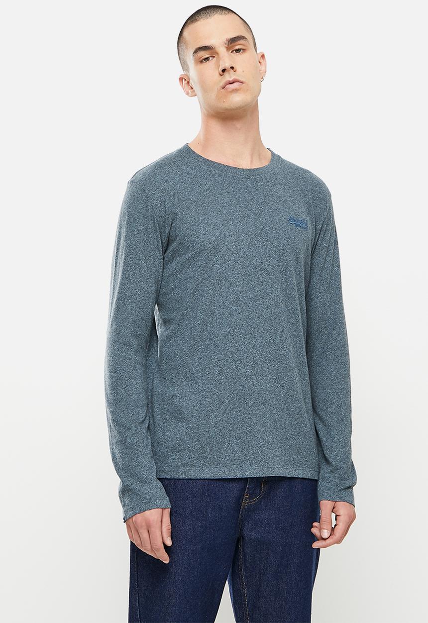 Superdry. - Vintage logo emb long sleeve top - blue jaspe