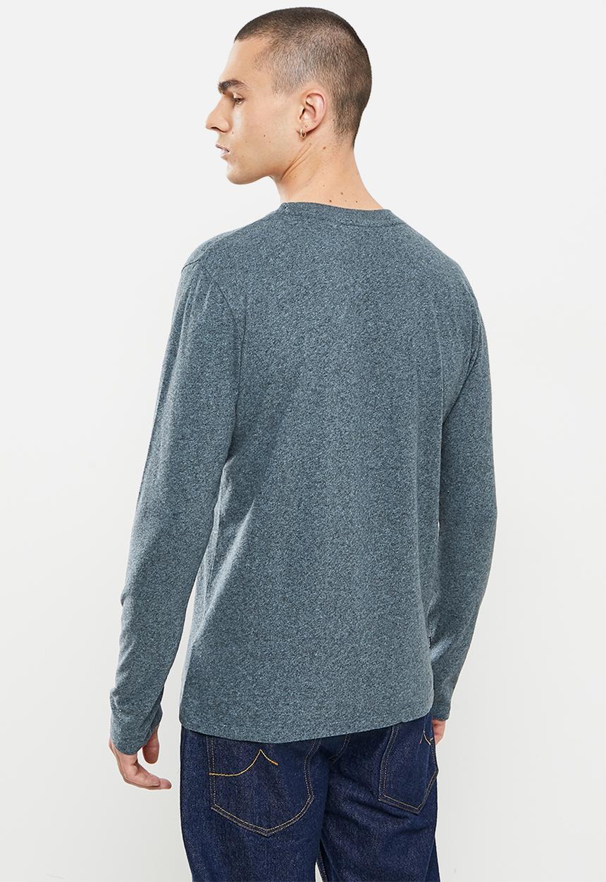 Superdry. - Vintage logo emb long sleeve top - blue jaspe