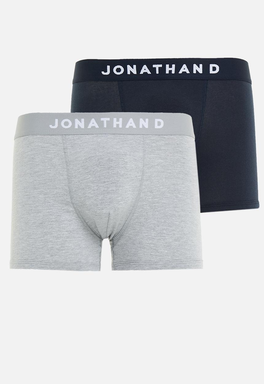 Jonathan D - Knitted 2 Pack Trunks with elasticated waistband - Grey/Navy